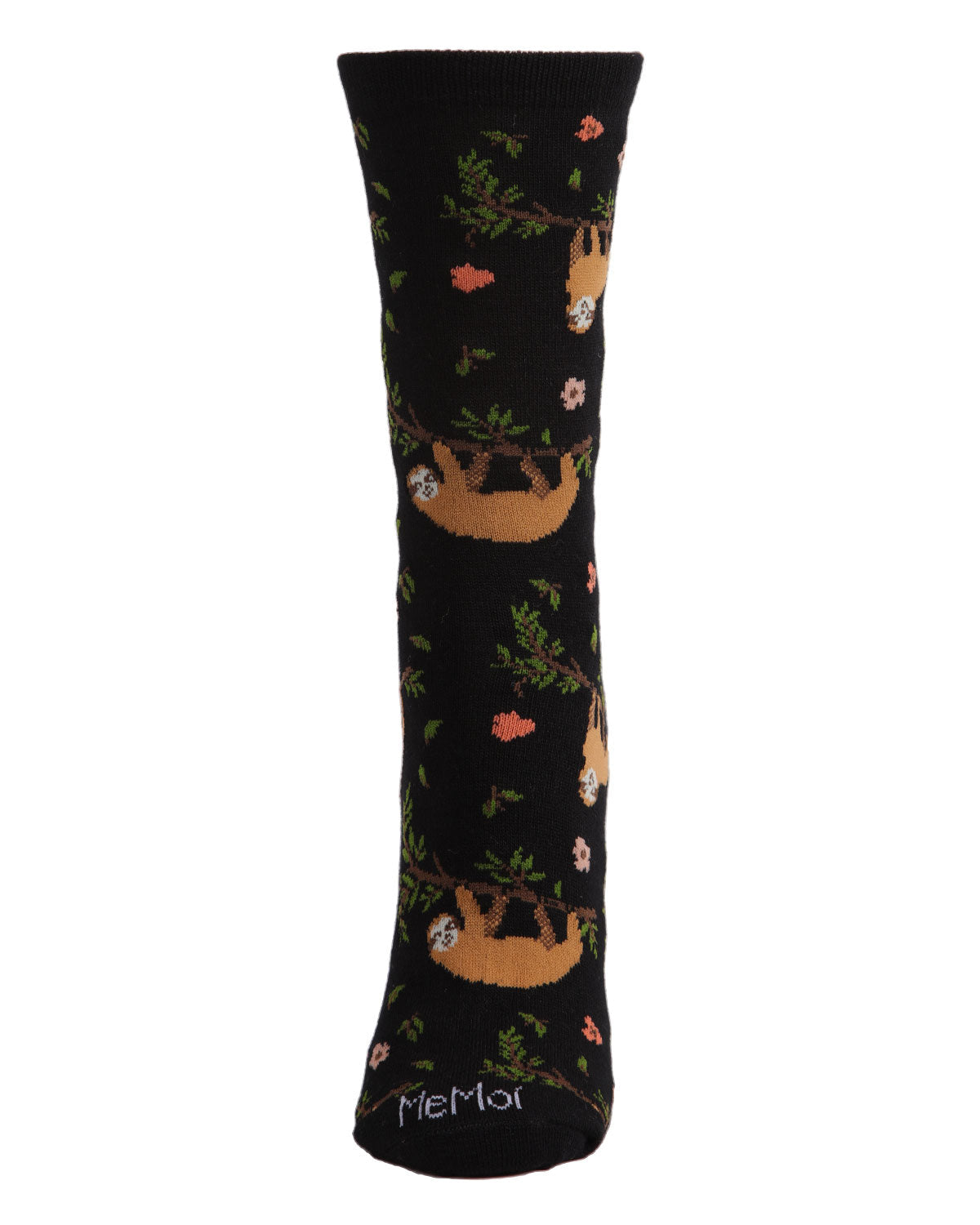 Regnsncox | Bamboo Blend Crew Socks with Sloth and Floral Pattern