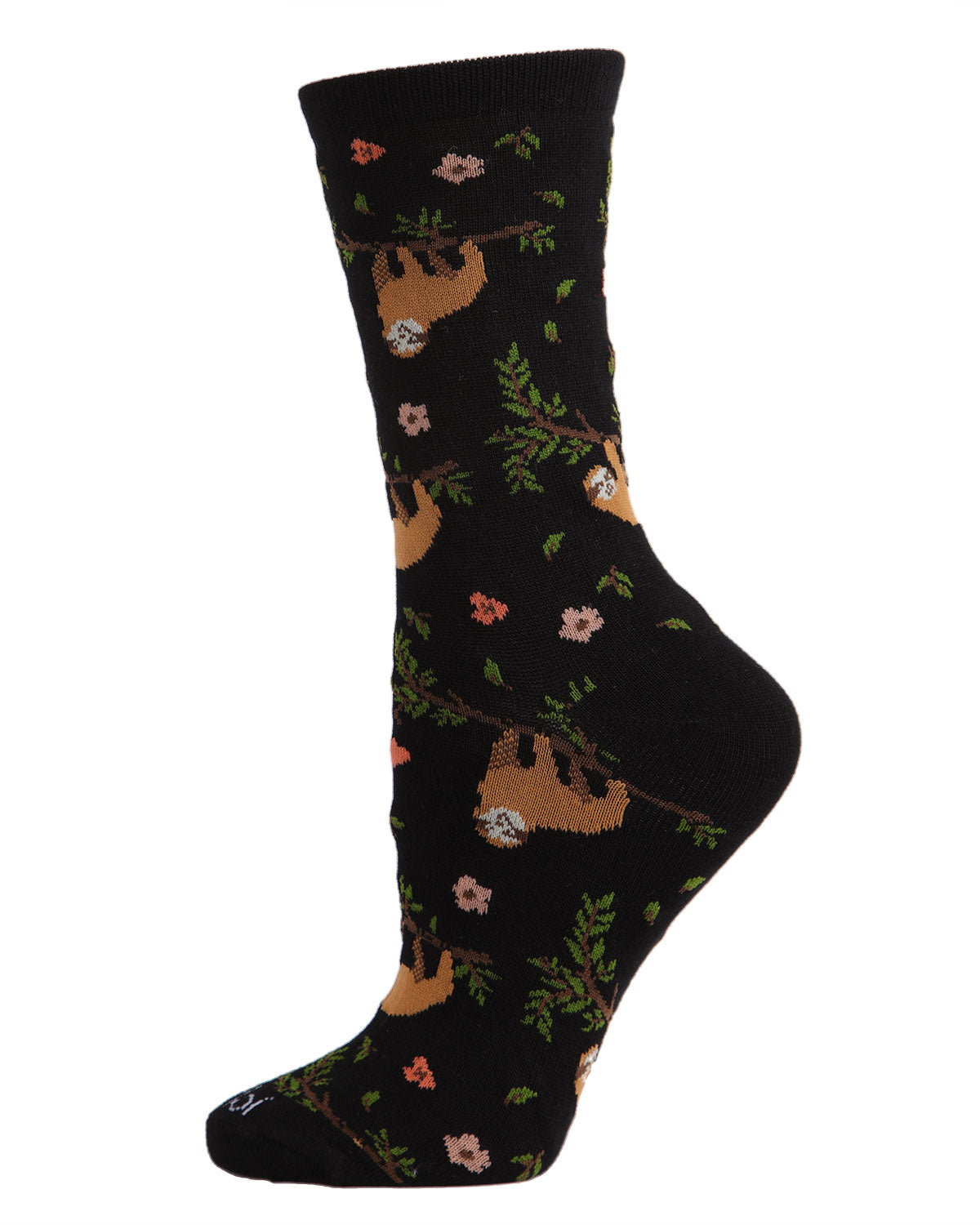 Regnsncox | Bamboo Blend Crew Socks with Sloth and Floral Pattern