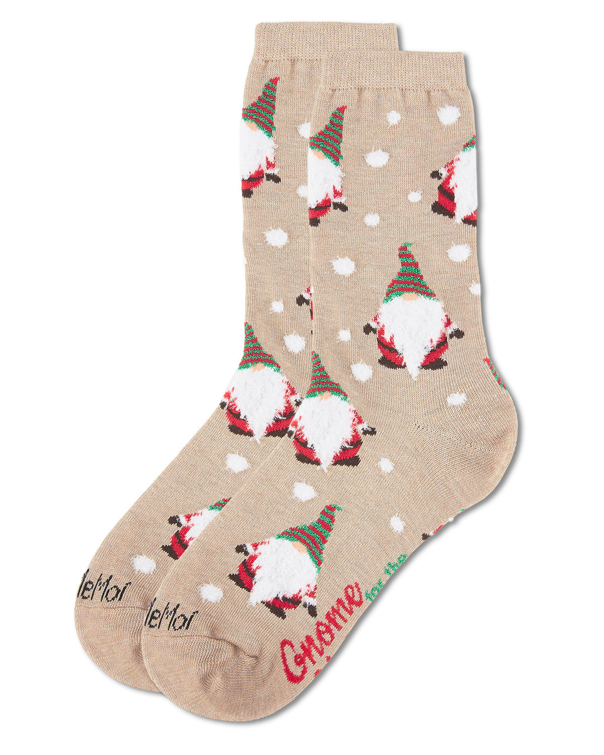 Regnsncox | Holiday Gnome Crew Socks with Fuzzy Beard Details