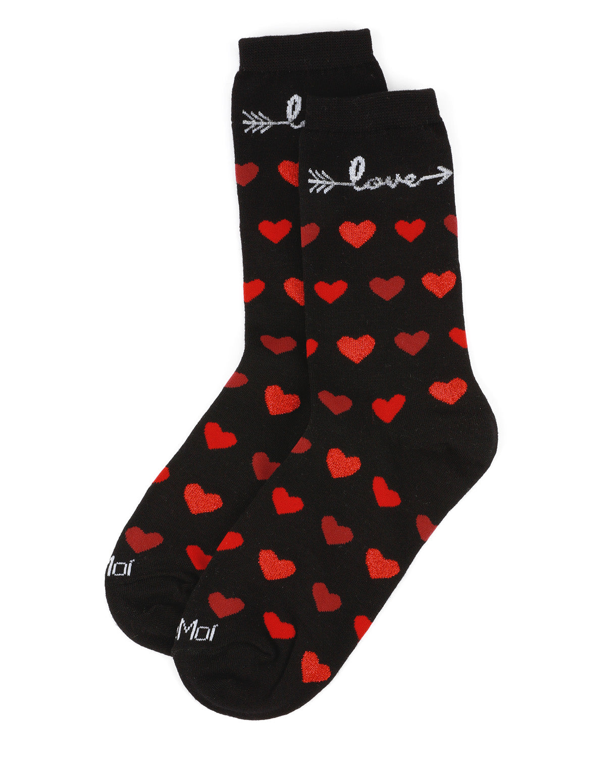 Regnsncox | Eco-Friendly Love Struck Bamboo Blend Crew Socks with Woven Hearts