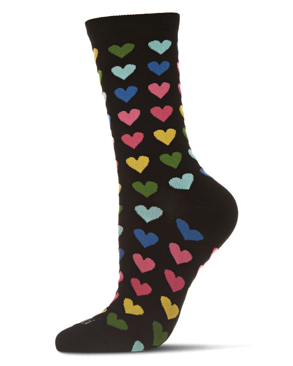 Regnsncox | Bamboo Blend Crew Socks with Multicolored Heart Pattern