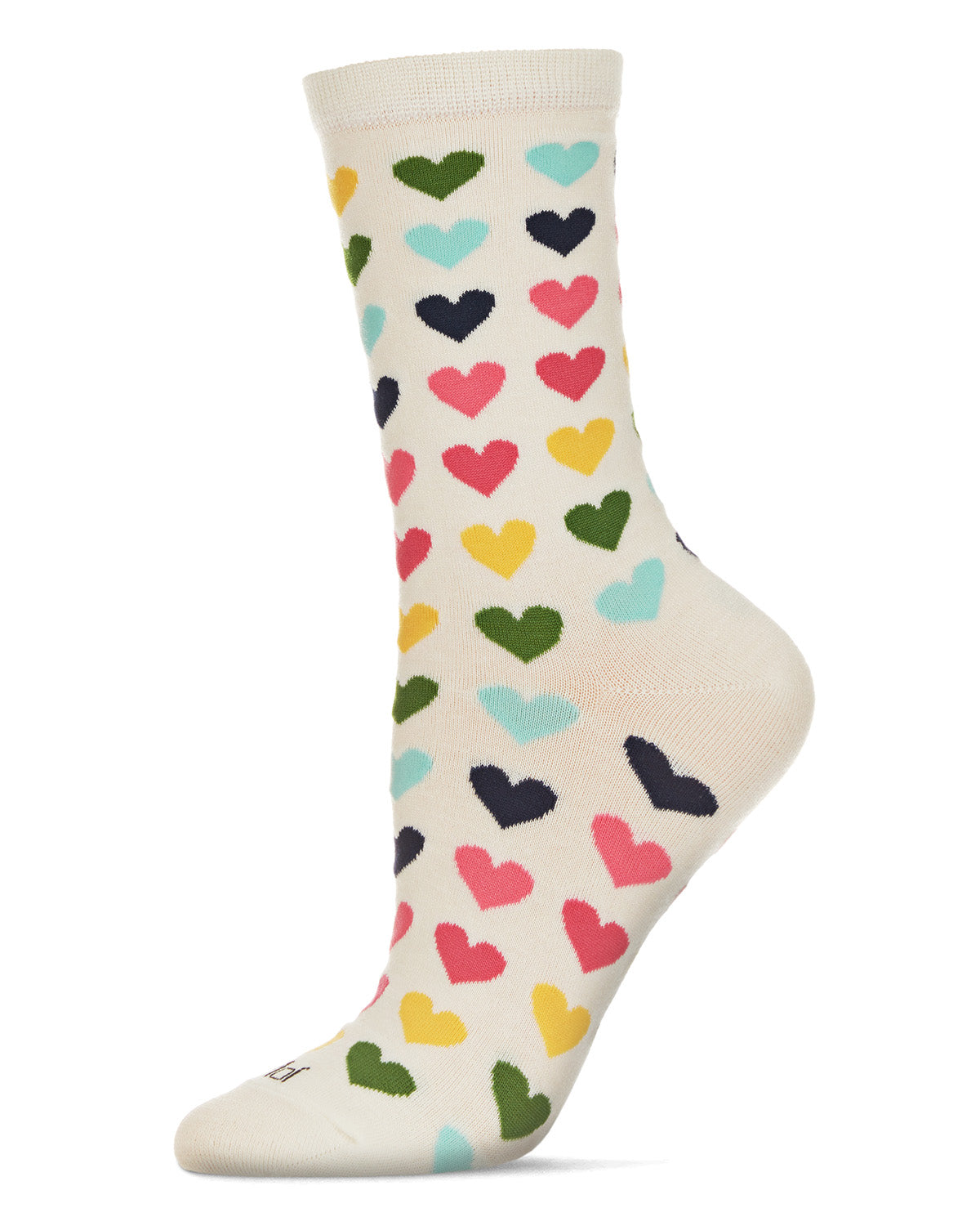 Regnsncox | Bamboo Blend Crew Socks with Multicolored Heart Pattern