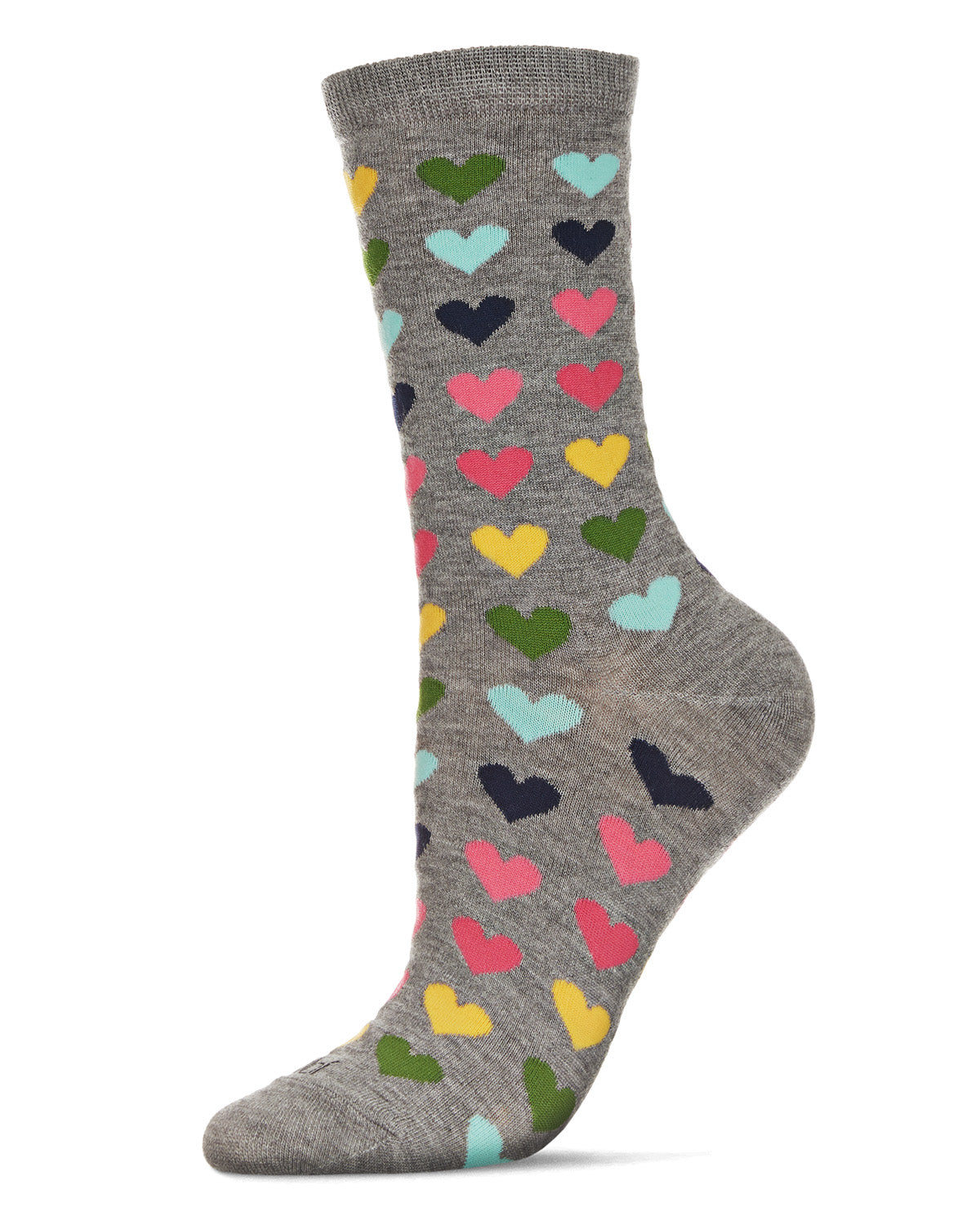 Regnsncox | Bamboo Blend Crew Socks with Multicolored Heart Pattern