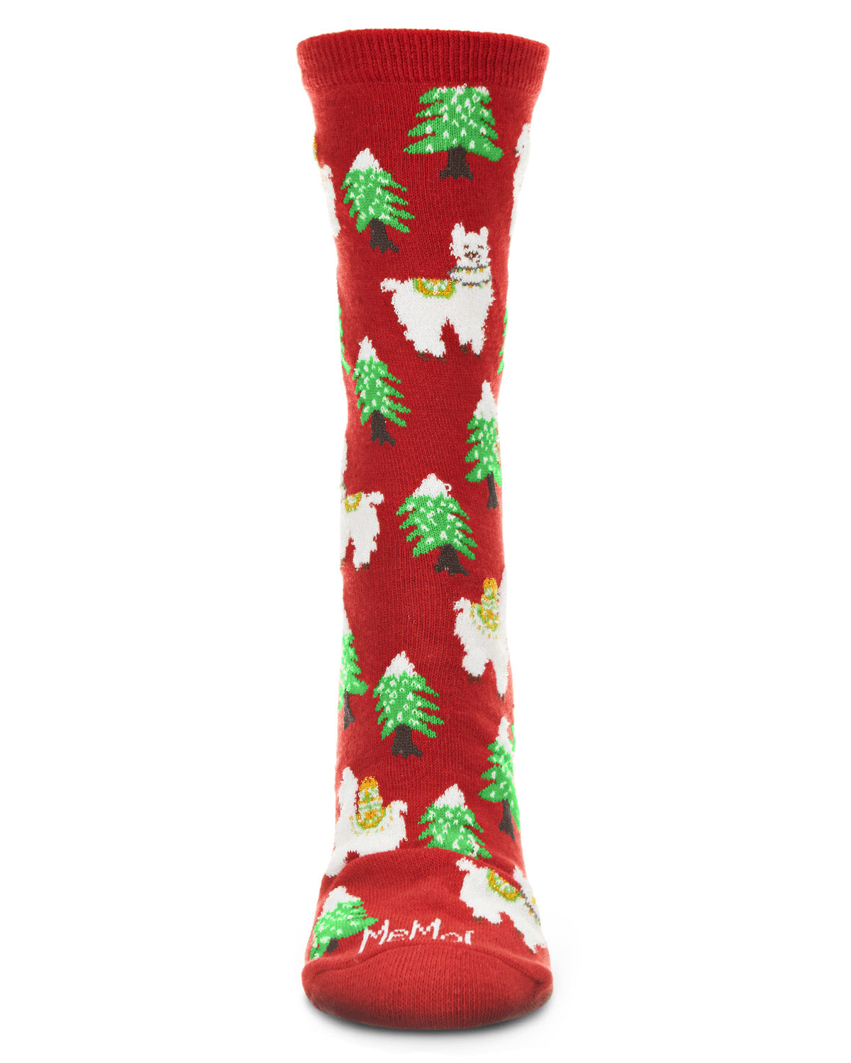 Regnsncox | Women's Llama Trees Christmas Crew Socks for the Holiday Season