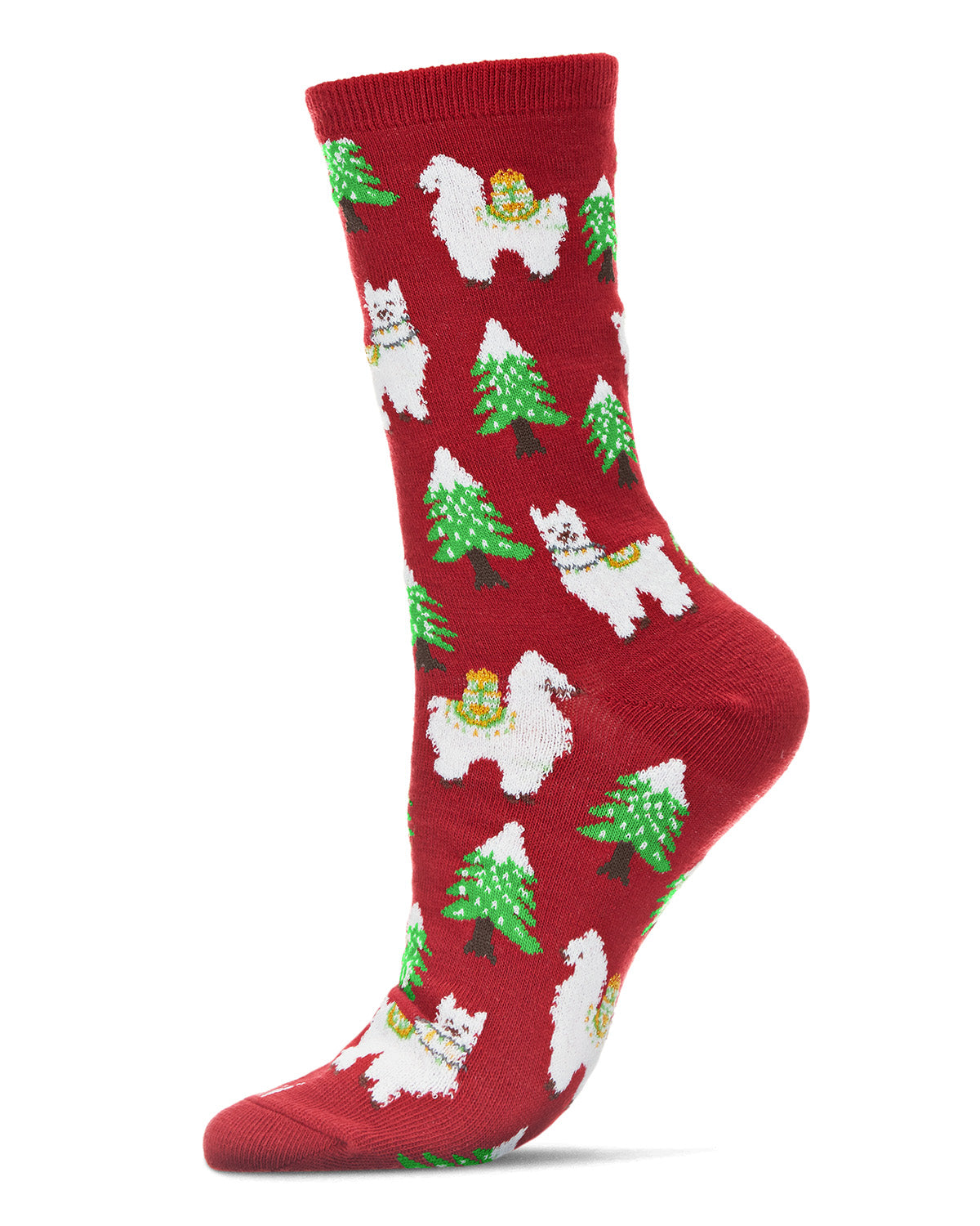 Regnsncox | Women's Llama Trees Christmas Crew Socks for the Holiday Season