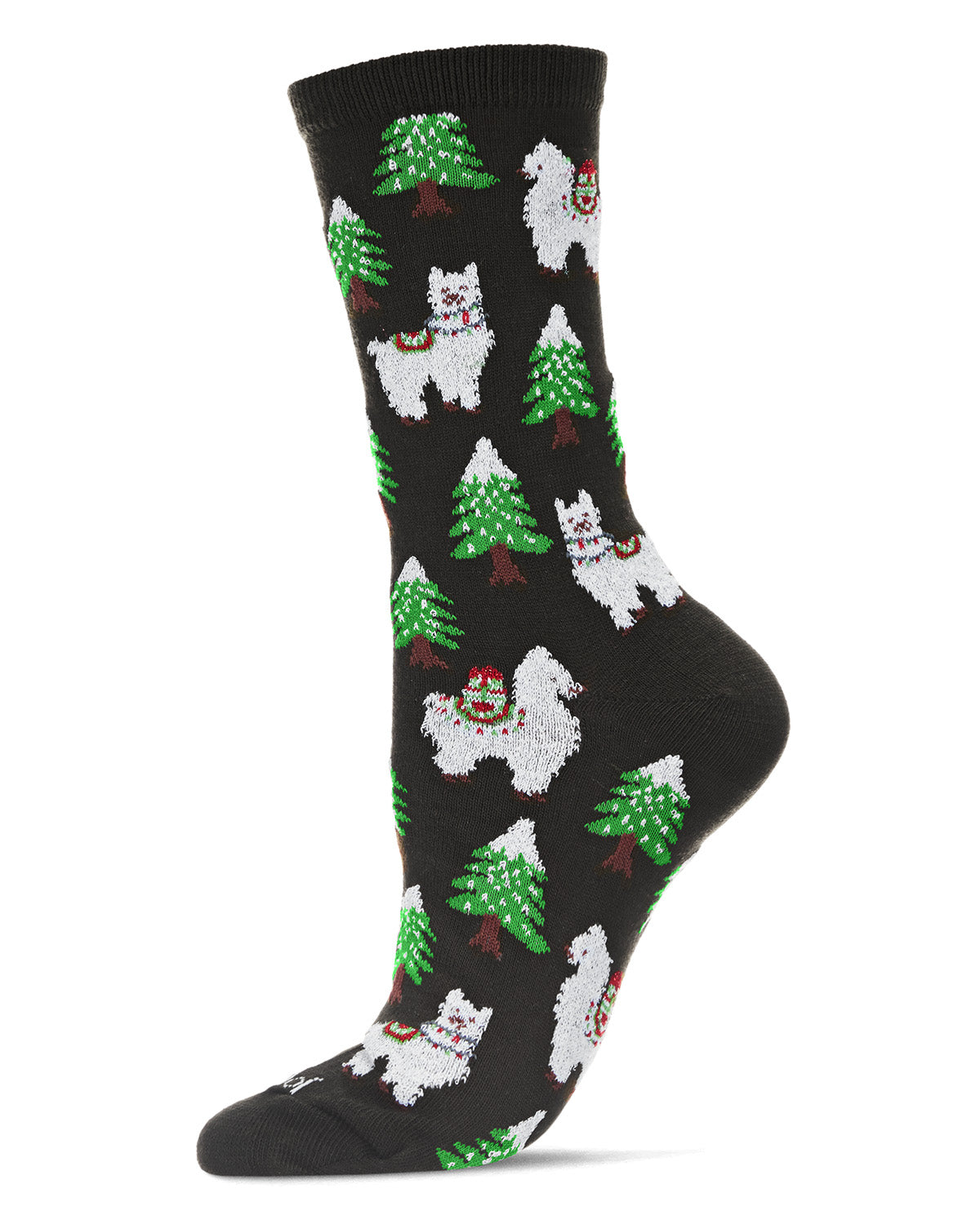 Regnsncox | Women's Llama Trees Christmas Crew Socks for the Holiday Season