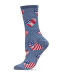 Regnsncox | Women's Americana Love Bamboo Blend Crew Socks