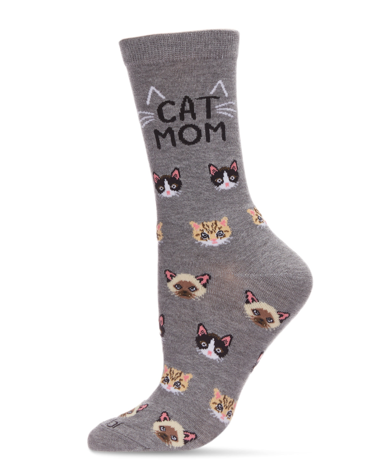 Regnsncox | Cat Mom Bamboo Blend Crew Socks with All-Over Cat Pattern