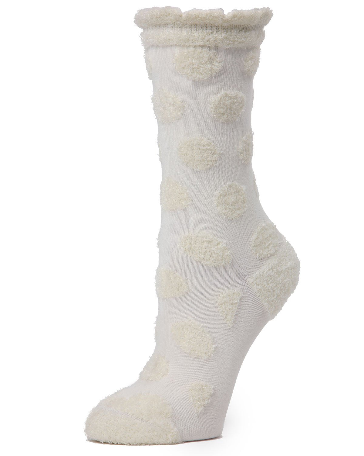 Regnsncox | Fuzzy Polka Dot Cotton Blend Crew Socks for Women