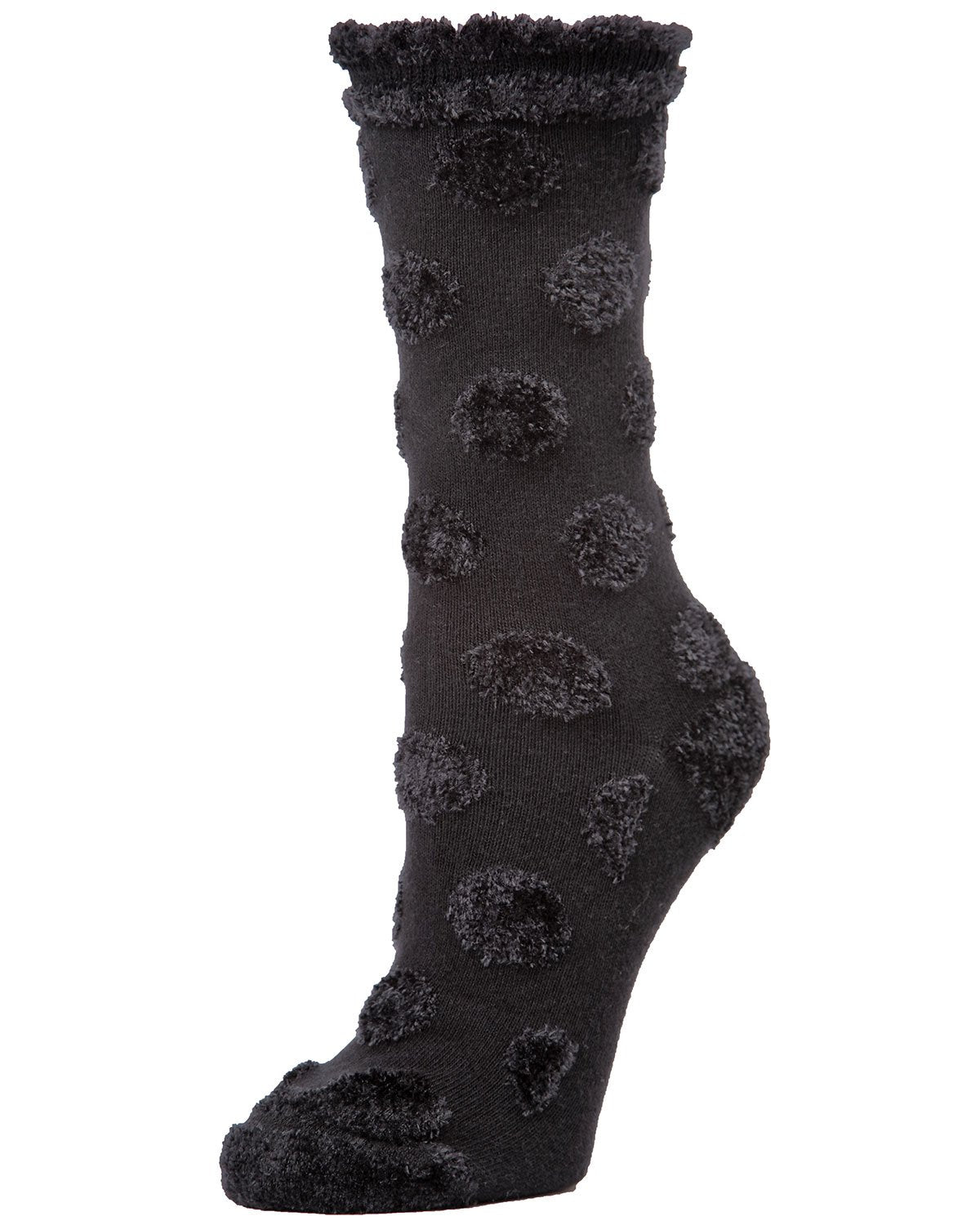 Regnsncox | Fuzzy Polka Dot Cotton Blend Crew Socks for Women