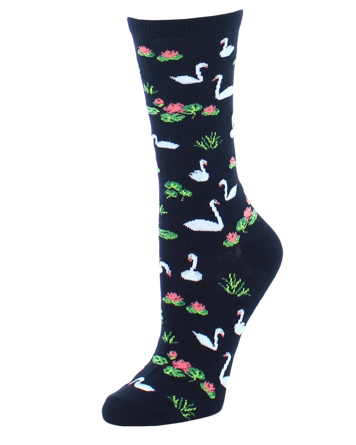 Regnsncox | Swans on a Lake Bamboo Blend Crew Socks for Women