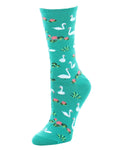 Regnsncox | Swans on a Lake Bamboo Blend Crew Socks for Women