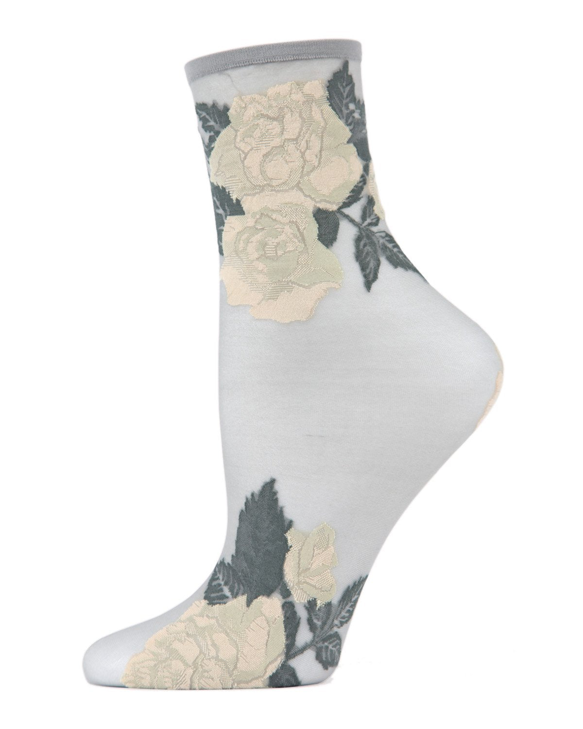 Regnsncox | Sheer Ankle Socks with Rose Floral Pattern for Elegant Styling