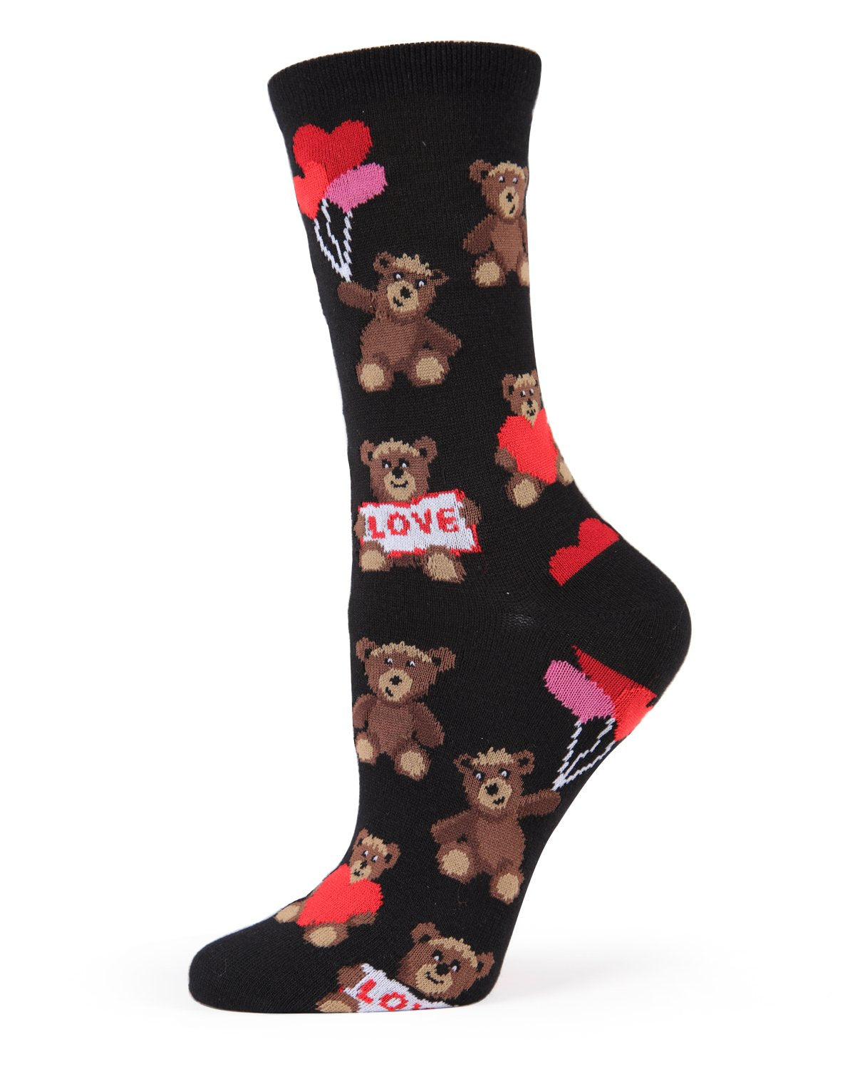 Regnsncox | Women's Teddy Bear Love Bamboo Blend Crew Socks for Cozy Comfort