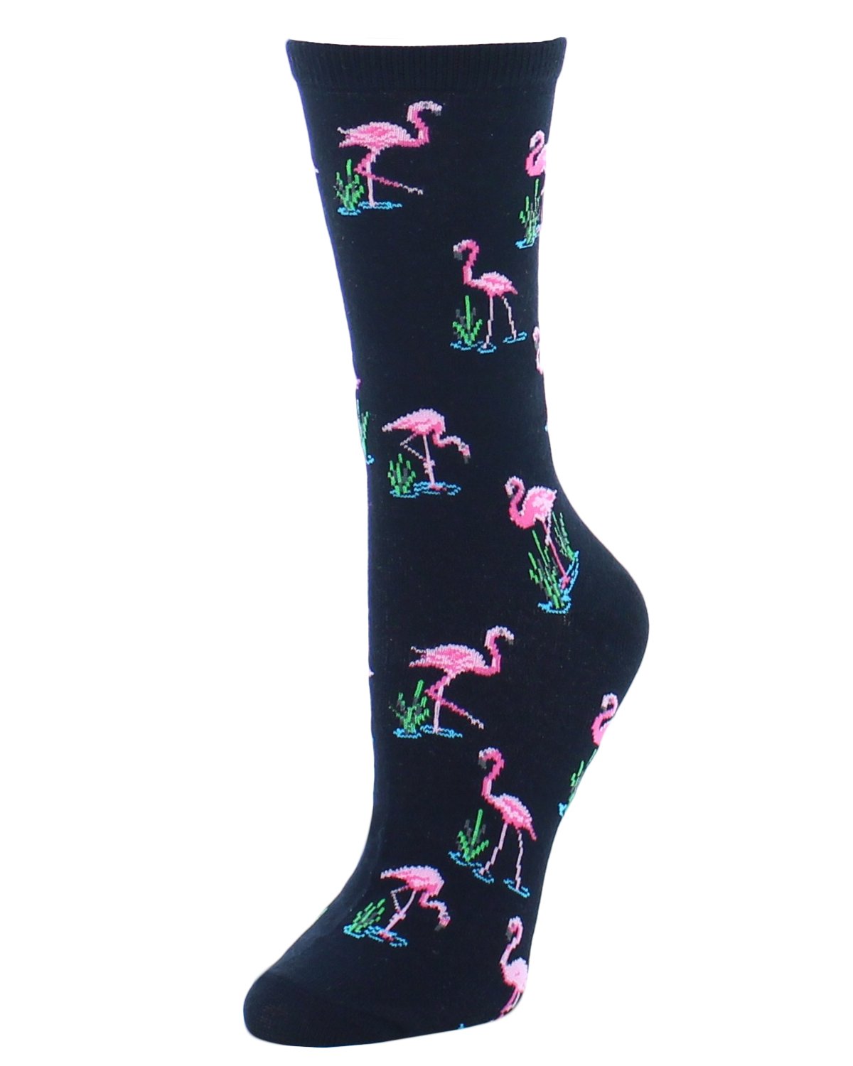 Regnsncox | Bamboo Blend Crew Socks with Allover Flamingo Print