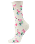 Regnsncox | Bamboo Blend Crew Socks with Allover Flamingo Print