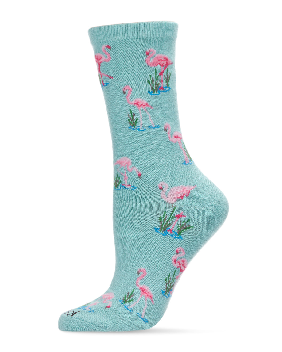 Regnsncox | Bamboo Blend Crew Socks with Allover Flamingo Print