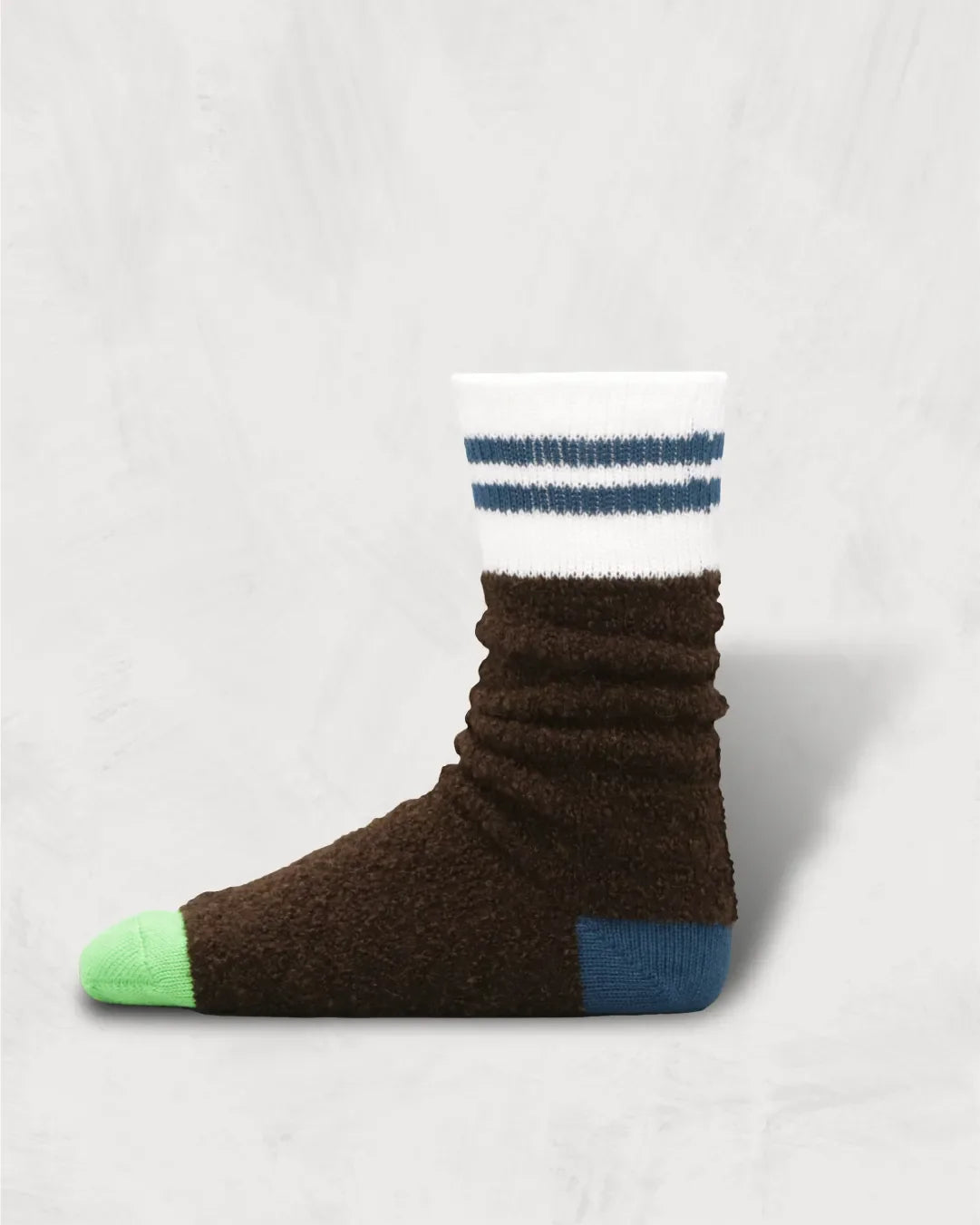 Regnsncox | Striped Alpaca Bouclé Socks with Contrast Yarn Sections