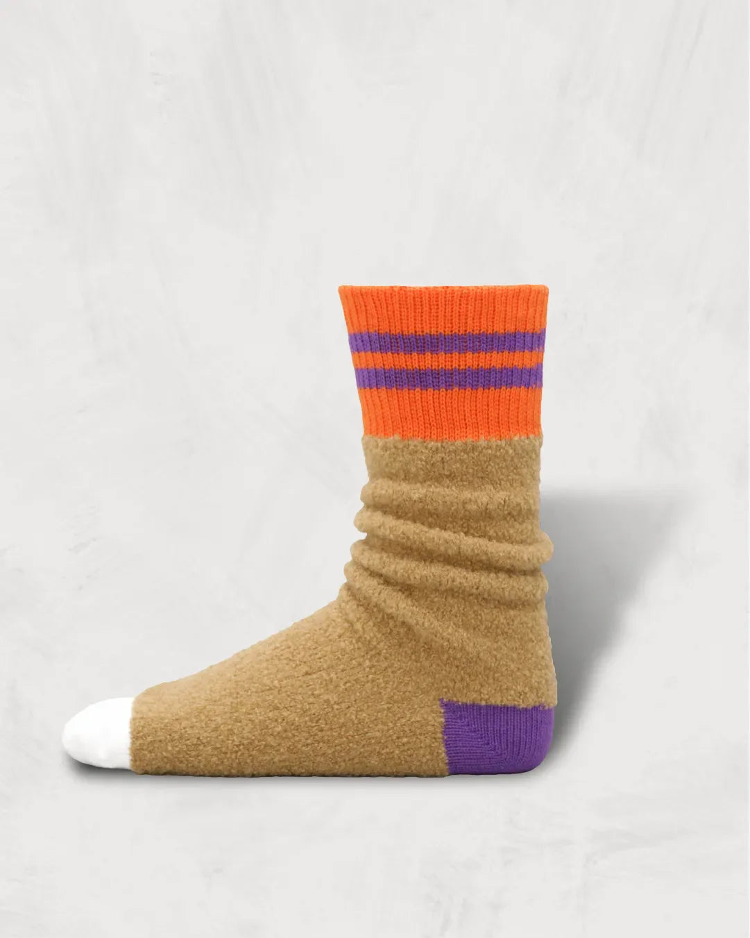 Regnsncox | Striped Alpaca Bouclé Socks with Contrast Yarn Sections