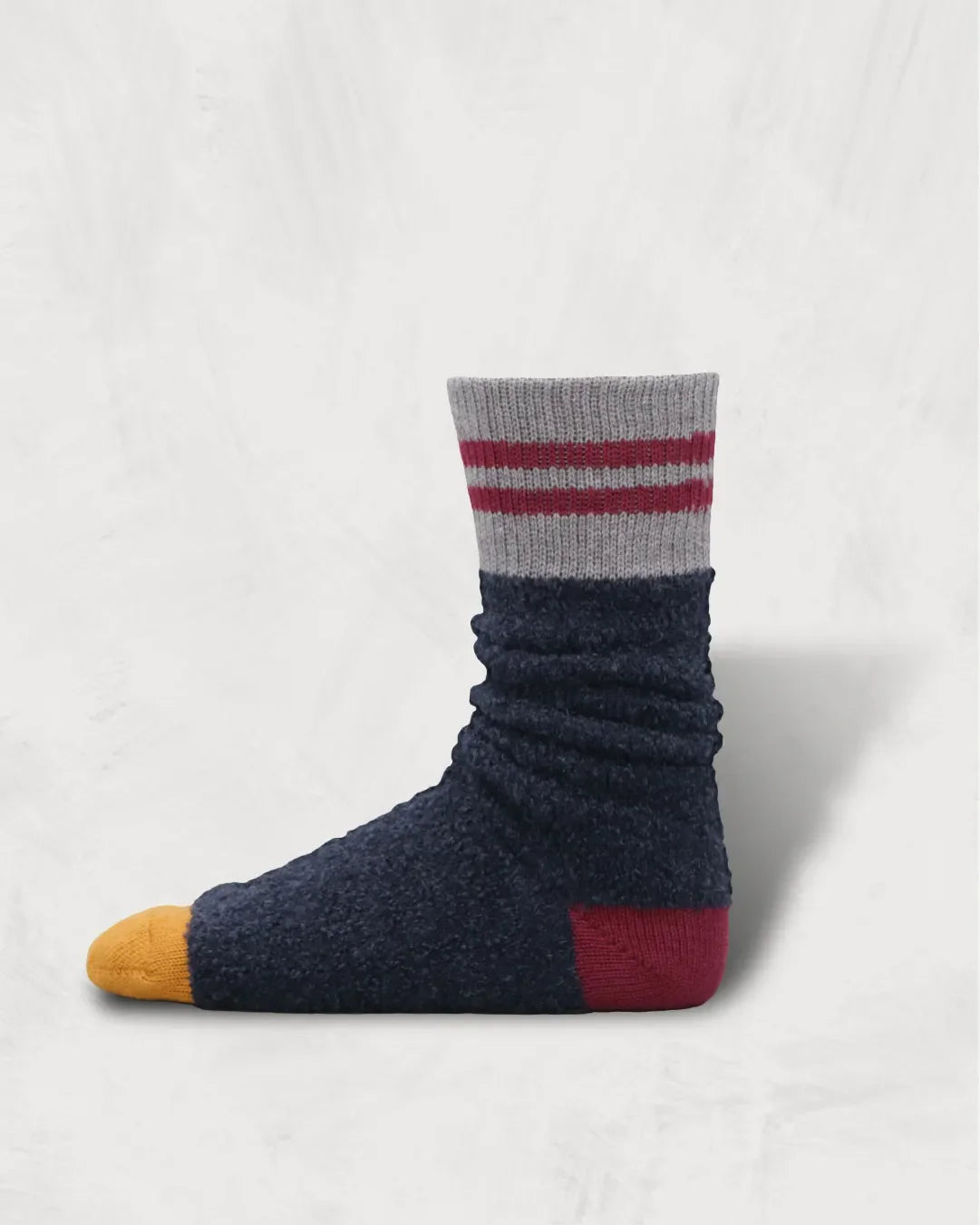 Regnsncox | Striped Alpaca Bouclé Socks with Contrast Yarn Sections