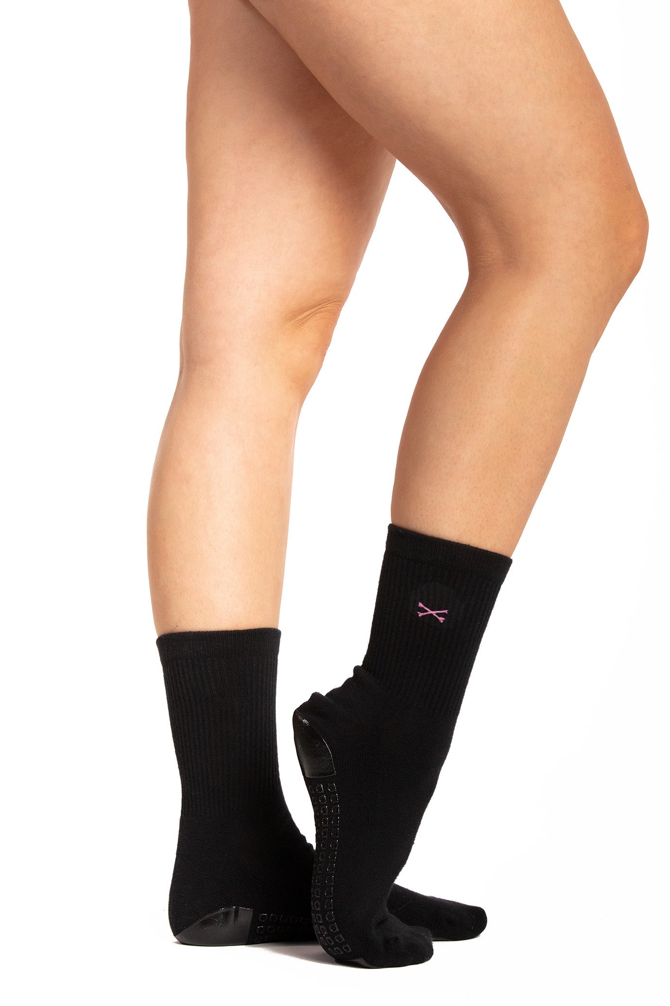Regnsncox | Women’s Crew Grip Socks with Skull & Bone Embroidery