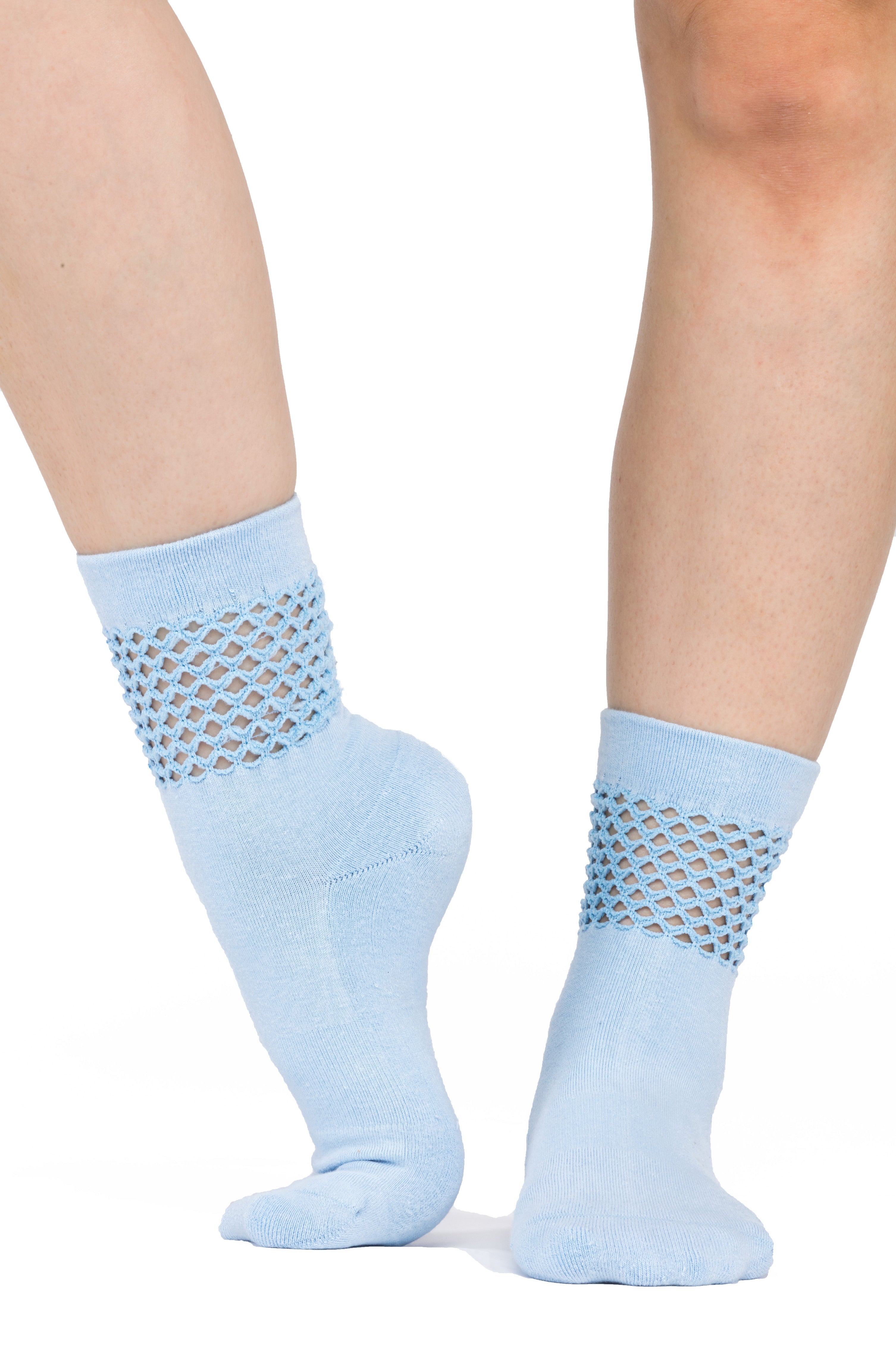 Regnsncox | Women’s Crew Grip Socks with Crocheted Mesh Panel