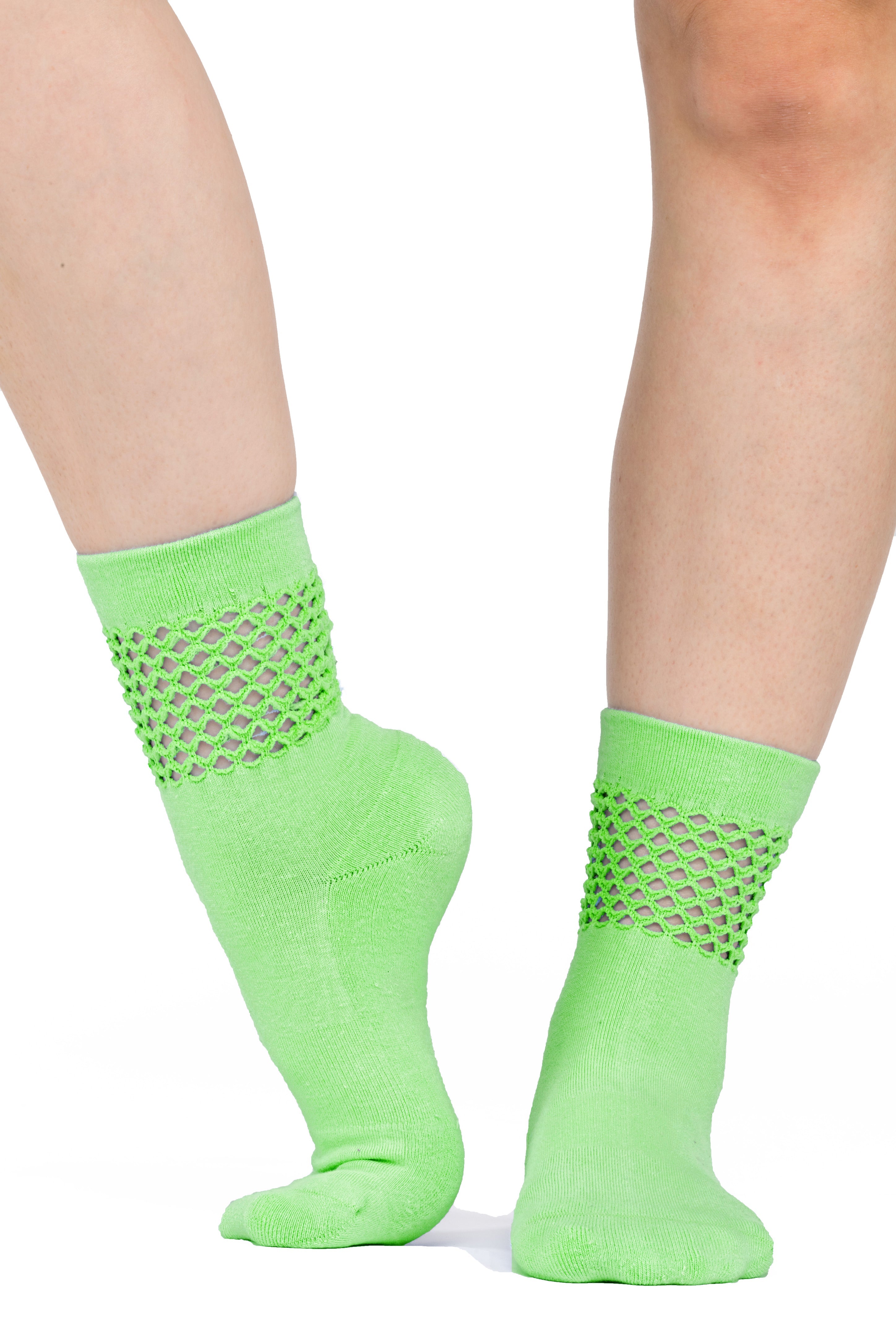 Regnsncox | Women’s Crew Grip Socks with Crocheted Mesh Panel
