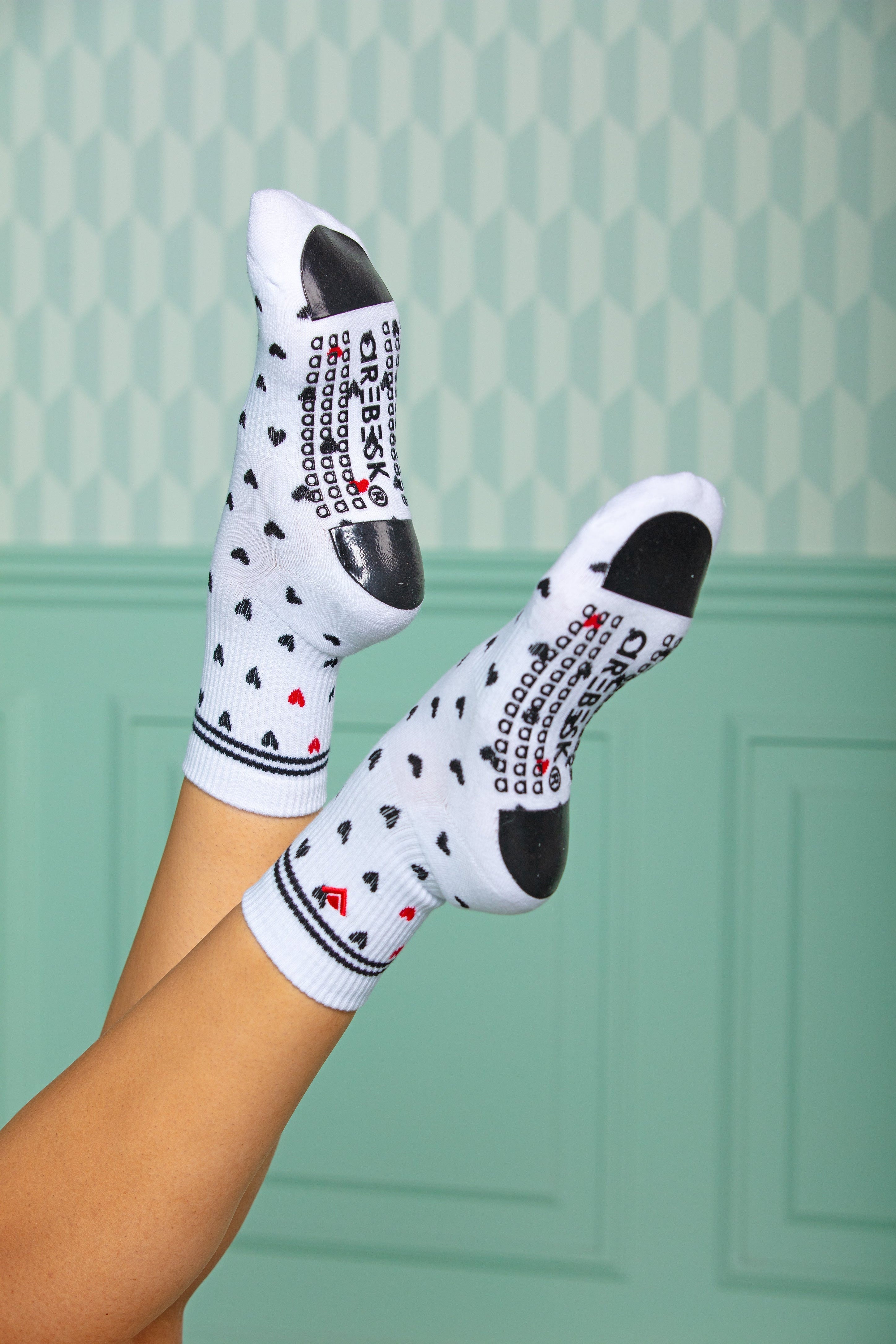 Regnsncox | Women’s Classic Crew Grip Socks with Stripe Detail