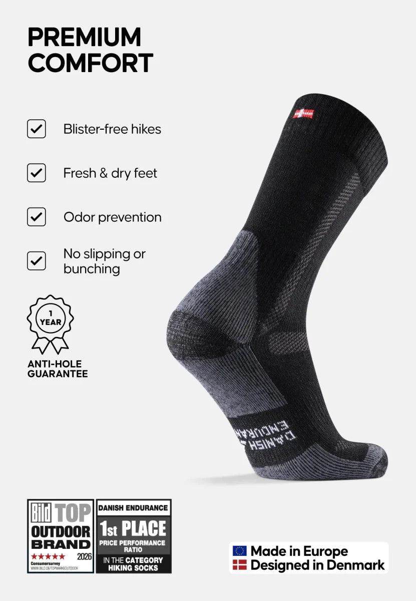 Regnsncox | Merino Wool Blend Hiking Crew Socks for Outdoor Wear