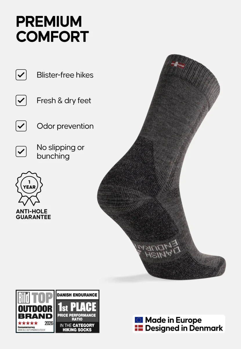 Regnsncox | Merino Wool Blend Hiking Crew Socks for Outdoor Wear