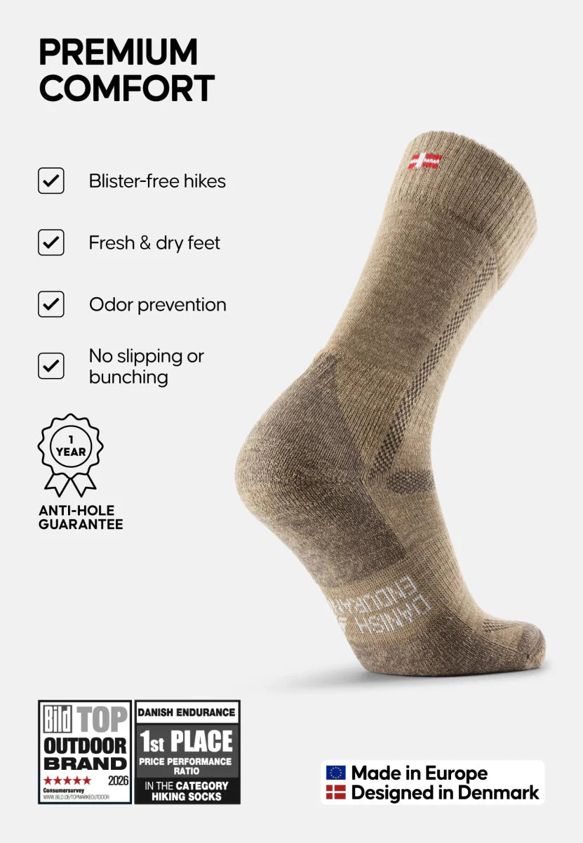 Regnsncox | Merino Wool Blend Hiking Crew Socks for Outdoor Wear
