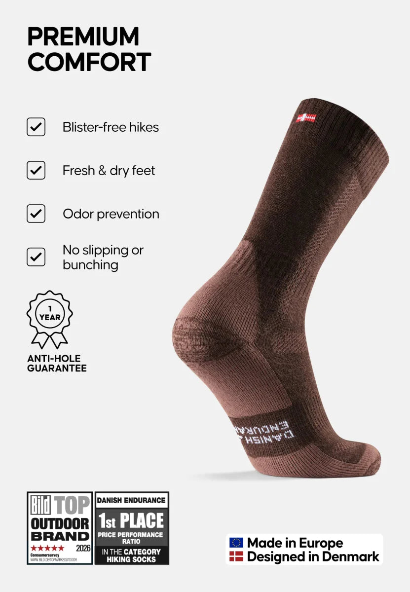 Regnsncox | Merino Wool Blend Hiking Crew Socks for Outdoor Wear