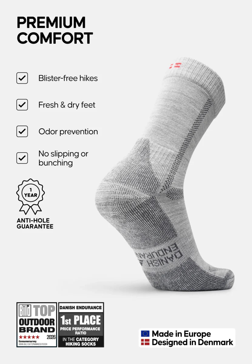 Regnsncox | Merino Wool Blend Hiking Crew Socks for Outdoor Wear