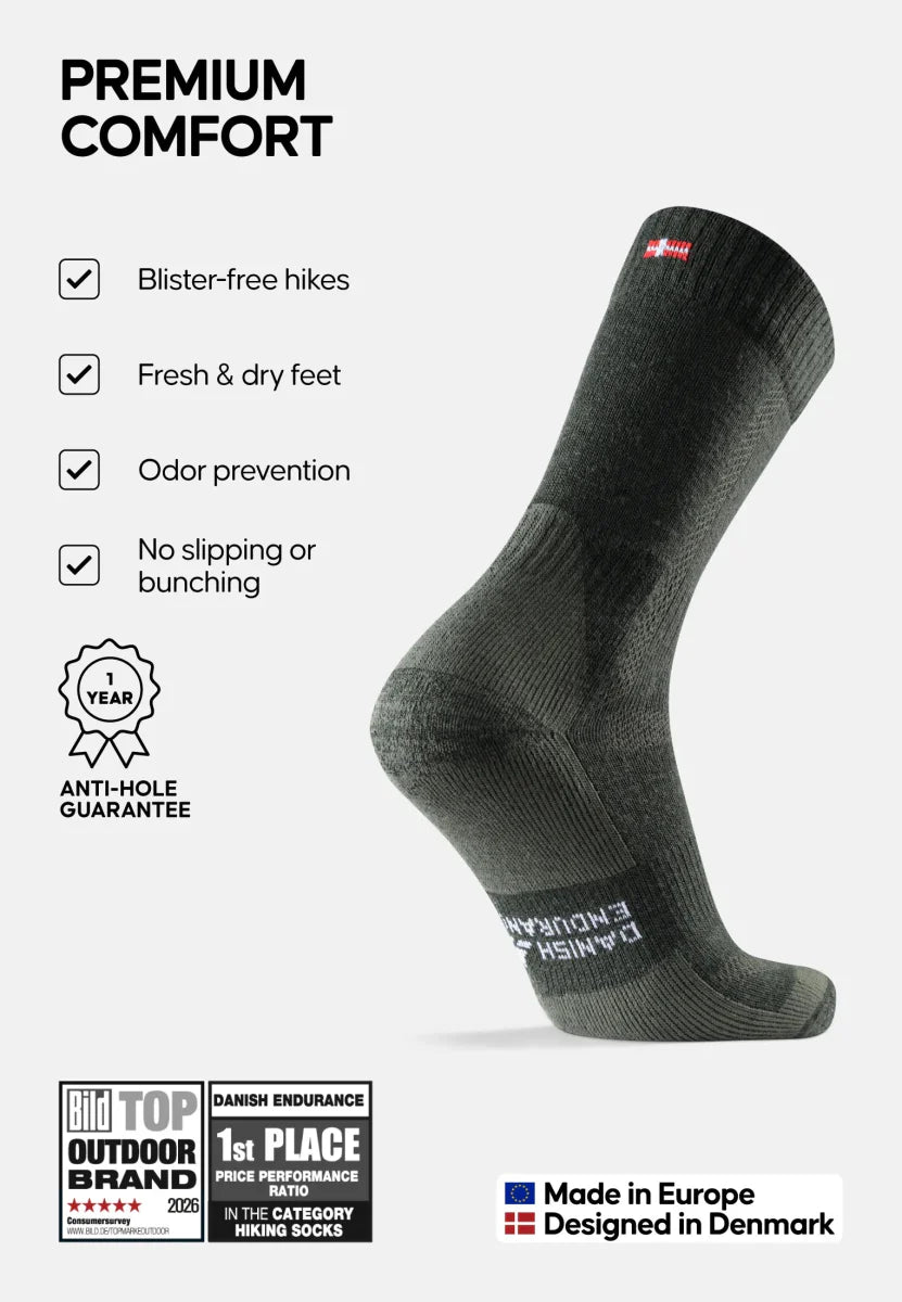 Regnsncox | Merino Wool Blend Hiking Crew Socks for Outdoor Wear